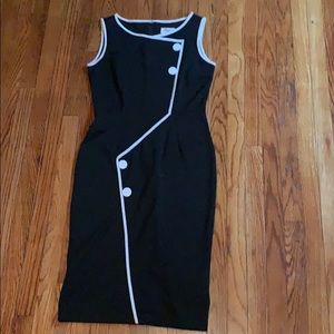 Black Sleeveless, White Piped XL Tatyana Dress